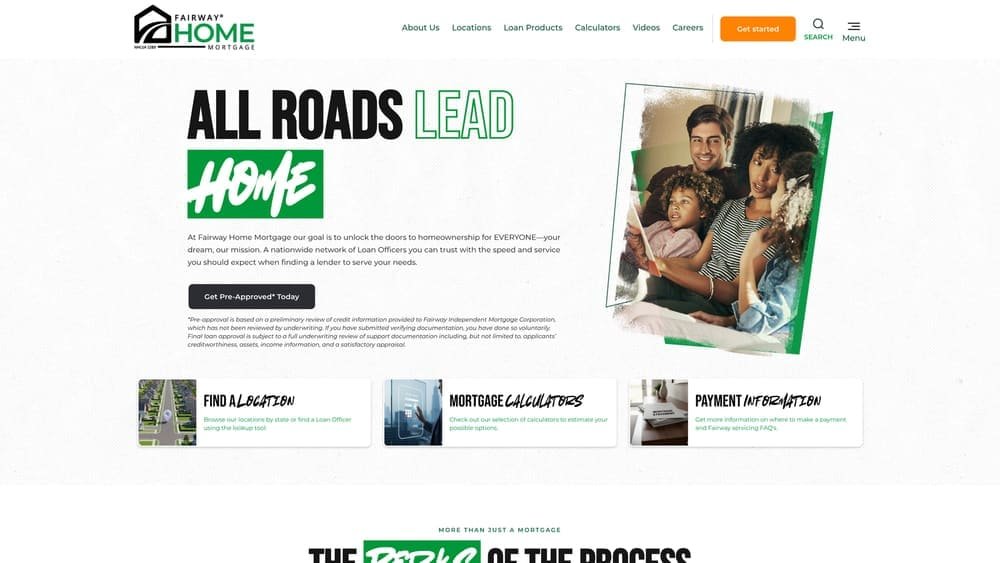 Screenshot of Fairway Independent Mortgage website
