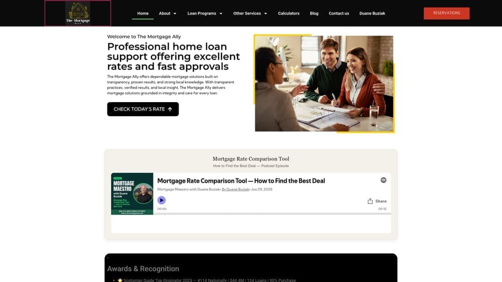 Screenshot of The Mortgage Ally website