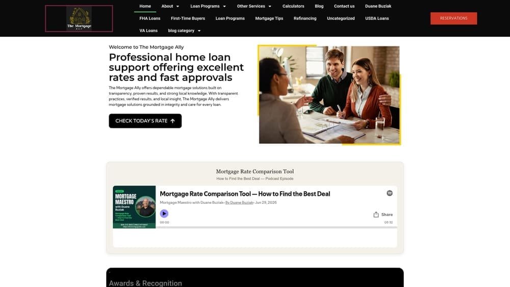 Screenshot of The Mortgage Ally website