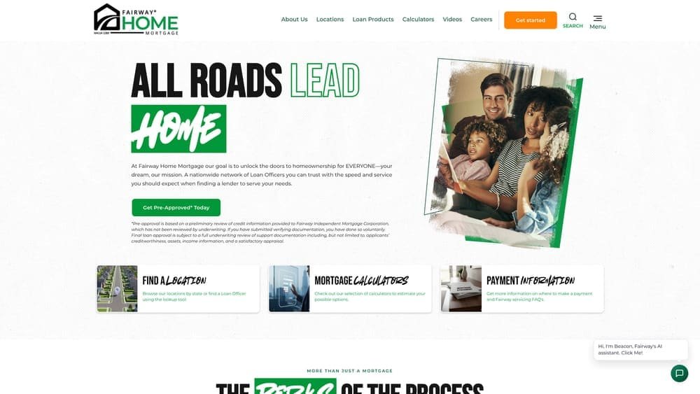 Screenshot of Fairway Independent Mortgage website